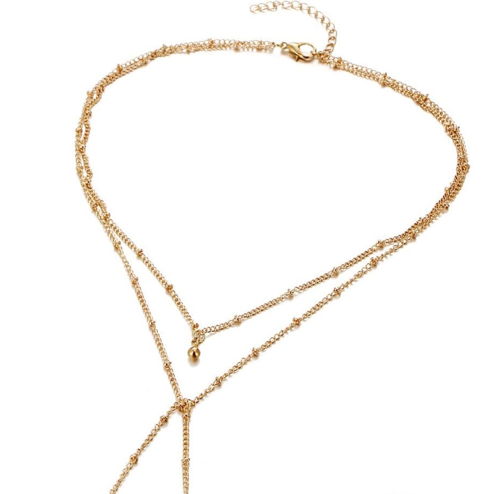 ❤️ 3/$30 Layered Microbeads & Bell Lariat Necklace - Picture 4 of 7
